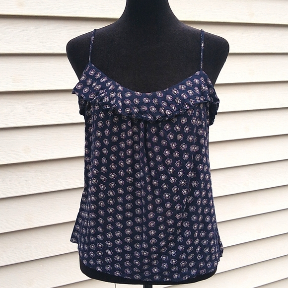 LOFT Navy Blue and Cream tank top Size LP - Picture 1 of 11